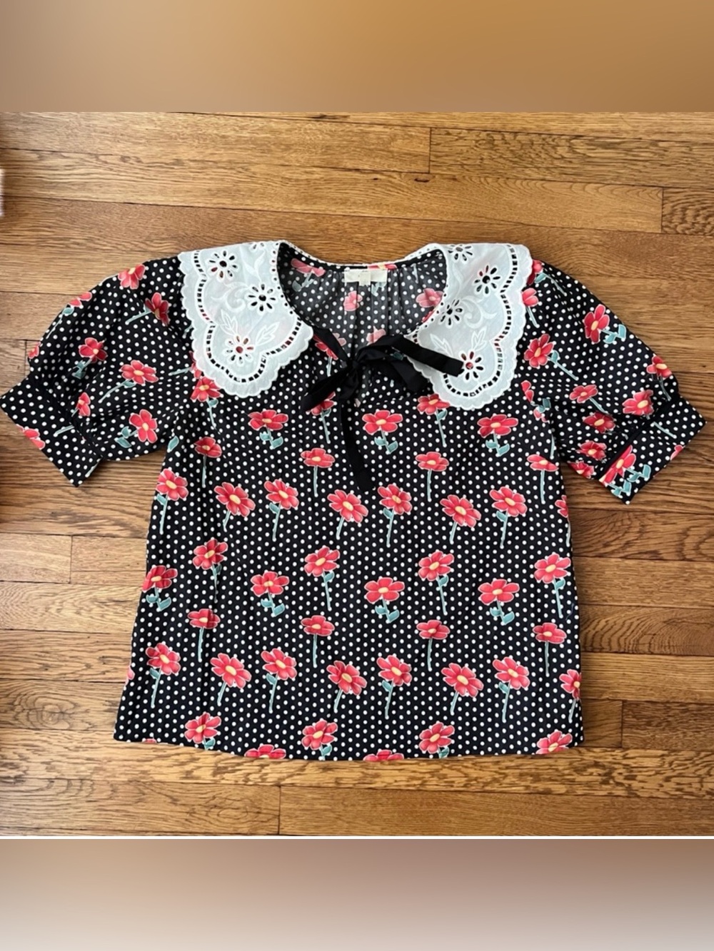 Entro Babydoll/Peter Pan Collar Floral Vintage Style Blouse